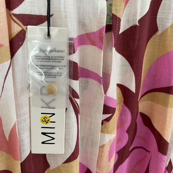 MINKPINK Kali Mini Dress Linen Blend Floral Lightweight Tie Waist - Picture 8 of 13